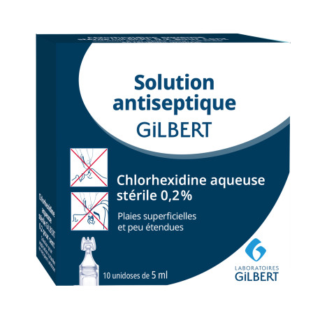 Solution antiseptique Chlorhexidine aqueuse stérile 0,2% Gilbert