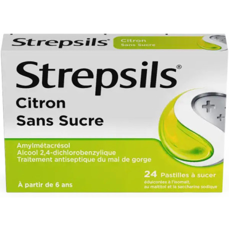 Strepsils Citron Sans sucre 24 Pastilles à sucer