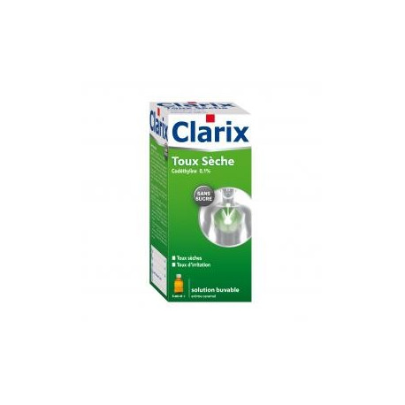 Clarix Sirop toux sèche sans sucre 250 ml