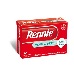 Rennie Sans Sucre Menthe Verte 60 Comprimés à croquer