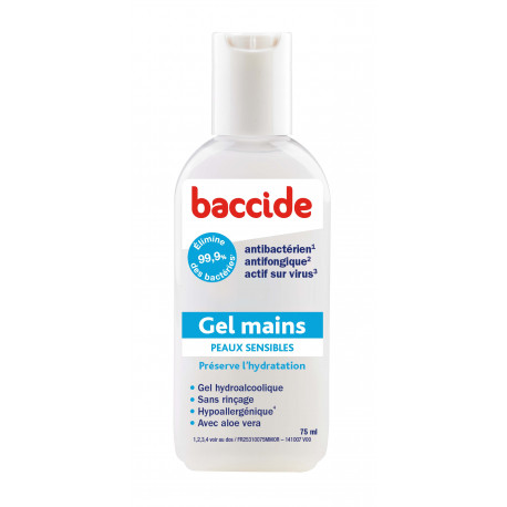 Baccide Peaux Sensibles gel hydroalcoolique sans rinçage 75 ml