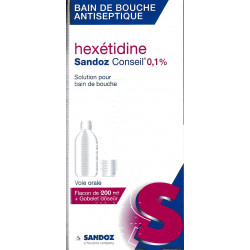Hexetidine 0,1 % Solution pour Bain de bouche Sandoz Conseil 