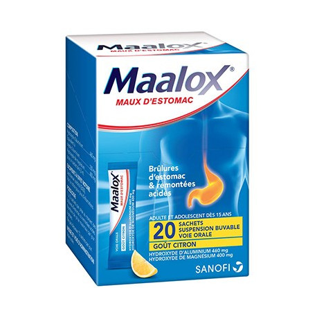 Maalox suspension buvable gout citron 20 sachets