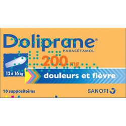 Doliprane 200 mg 10 suppositoires