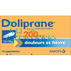 Doliprane 200 mg 10 suppositoires