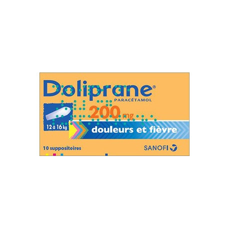 Doliprane 200 mg 10 suppositoires