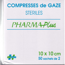 Compresses de gaze stériles 10 X 10 PHARMAPlus sachets