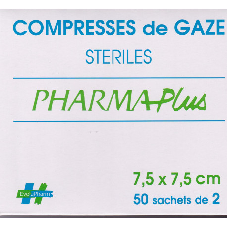 Compresses de gaze stériles 7,5 X 7,5 PHARMAPlus sachets