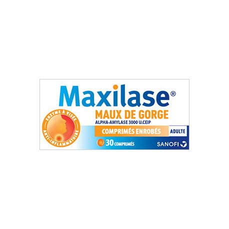 Maxilase Boite De 30 Comprimes Enrobes Maux De Gorge Chez L Adulte Maxilase Boite De 30 Comprimes Enrobes Maux De Gorge Chez L Adulte