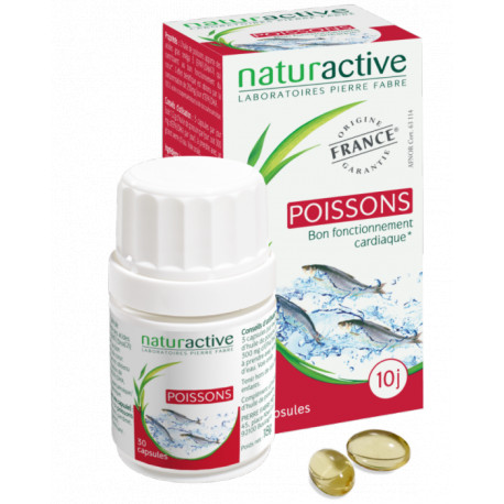 Huile de poisson riche en Oméga-3 capsules Naturactive