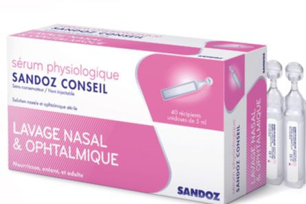 Serum physiologique 0.9% Sandoz Conseil boite de 40 unidoses de 5 ml
