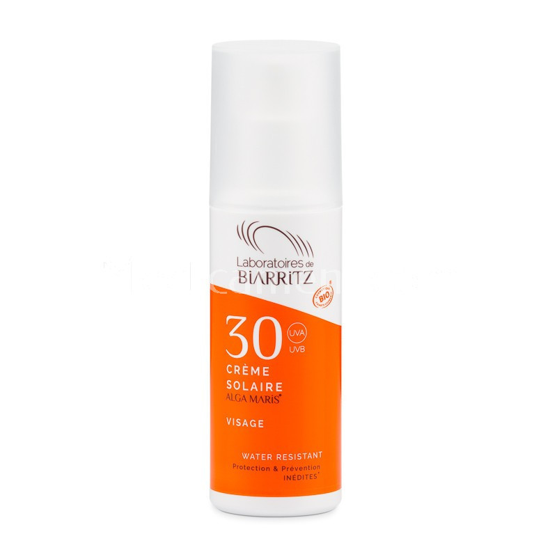 Crème solaire SPF30 Bio 125 ml laboratoires de Biarritz, avec filtre minéral sans nanoparticules