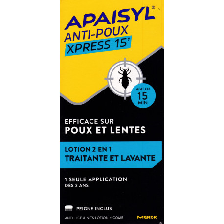 Apaisyl anti-poux Xpress 15' lotion 2 en 1 avec peigne