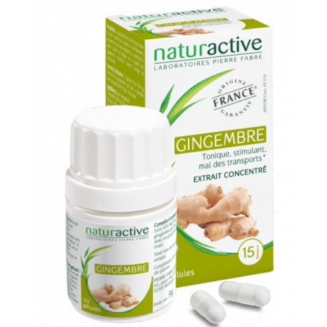 Gingembre boîte de 30 gélules Naturactive, nausées, fatigue