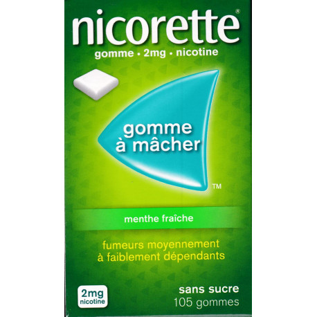 Nicorette 2 mg Menthe fraîche Sans sucre Gommes à mâcher b105