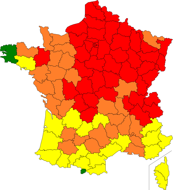 Carte 2018 des risques d'allergies au pollen